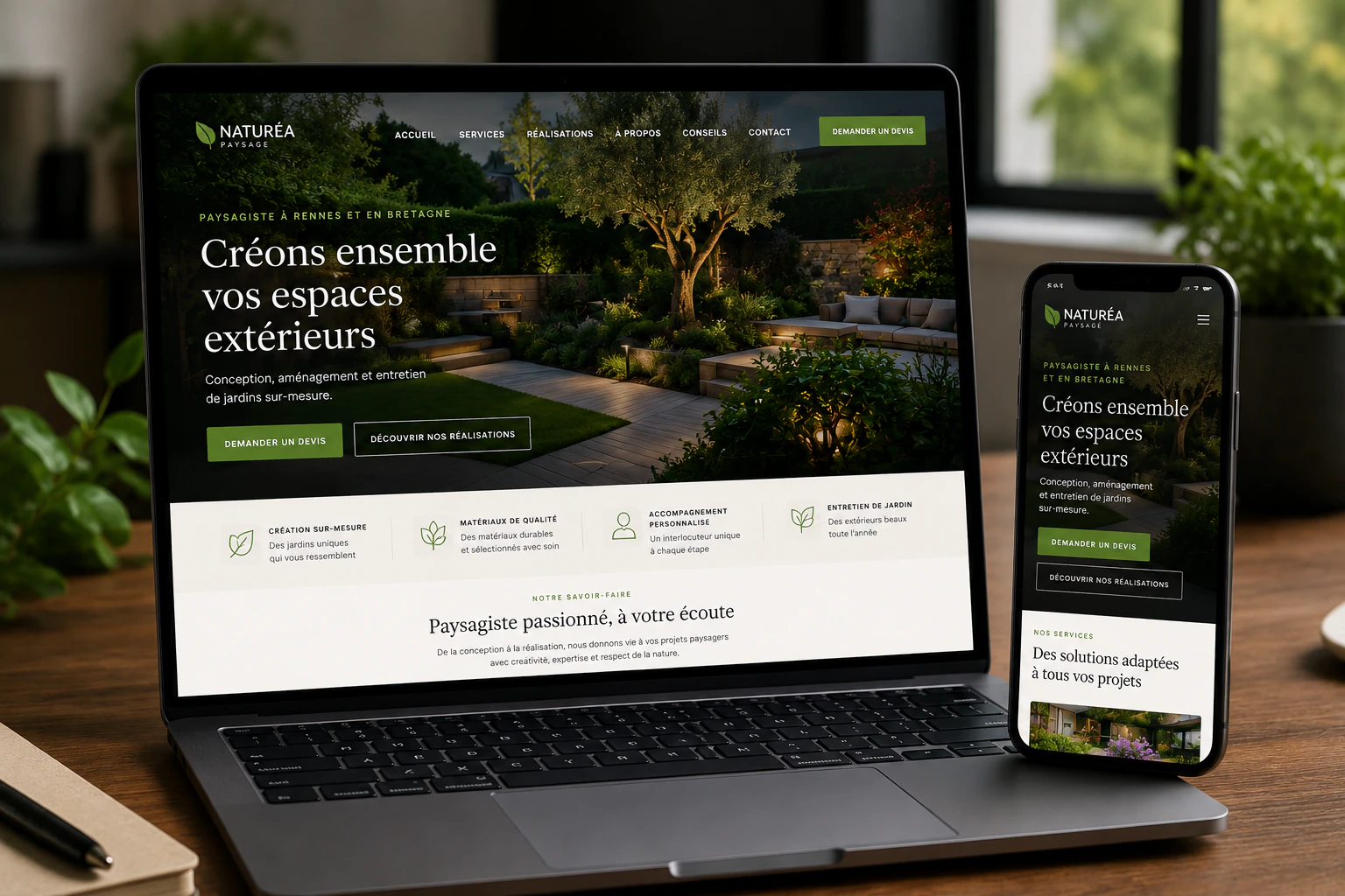 Exemple de site vitrine pour paysagiste